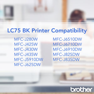 Cartucho Brother Innobella LC75BK XL Negro, 600 Páginas