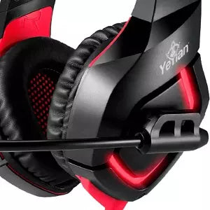 Yeyian Audífonos Gamer Wicked Serie 3000, Alámbrico, 2.2 Metros, USB, Negro/Rojo