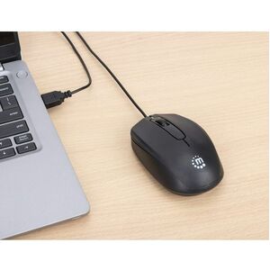 Mouse Optico Estándar USB Negro - Cable - 1000 dpi - Rueda de desplazamiento - Simétrico