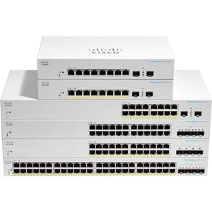Cisco Switch CBS220 Administrable Smart Capa 2, 24 puertos Gigabit Ethernet, PoE+ con 195W totales,