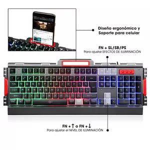 Kit Gamer de Teclado y Mouse BRobotix 188533-2, Alámbrico, USB, Negro (Español)