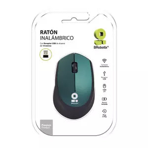 Mouse Ergonómico BRobotix Óptico 6000779, Inalámbrico, USB, 1000DPI, Verde/Negro