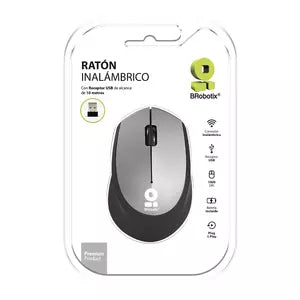 Mouse Ergonómico BRobotix Óptico 6000786, Inalámbrico, USB, 1000DPI, Negro/Gris