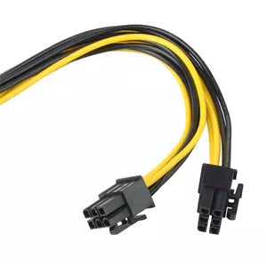 BRobotix Cable de Poder PCI-E 6-pin Macho - 2 x PCI-E 6-pin Hembra, 20.7cm, Amarillo/Negro