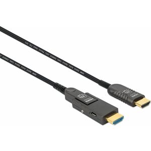 Manhattan Cable Óptico Activo HDMI Macho - HDMI Macho con conector Desmontable, 50 Metros, Negro