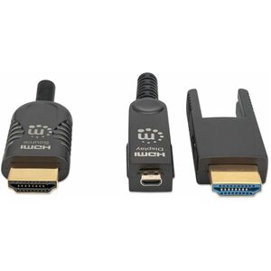 Manhattan Cable Óptico Activo HDMI Macho - HDMI Macho con conector Desmontable, 50 Metros, Negro