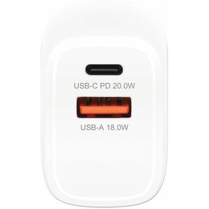 Manhattan Cargador de Pared, 20W, 1x USB 3.0, 1x USB C, Blanco