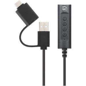 Manhattan Adaptador de Audio USB C/USB A Macho - 3.5mm Hembra, Negro
