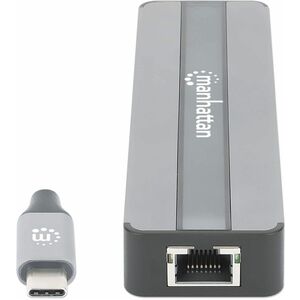 Manhattan Docking Station 153928 USB C, 2x USB 3.2, 1x USB C, 1x HDMI, SD/MicroSD, Plata