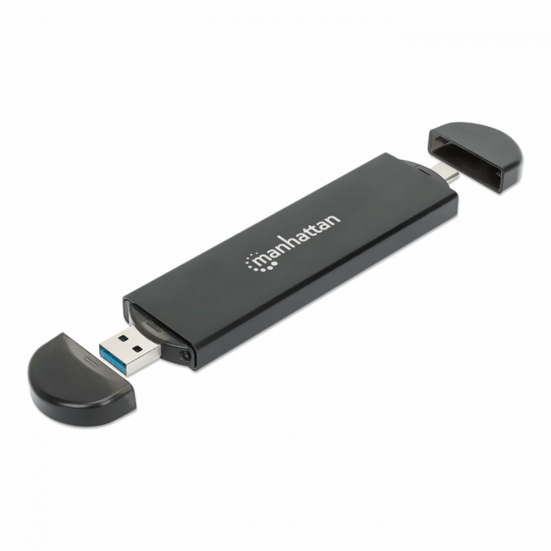 Manhattan Gabinete de SSD M.2, USB-A/USB-C, Negro