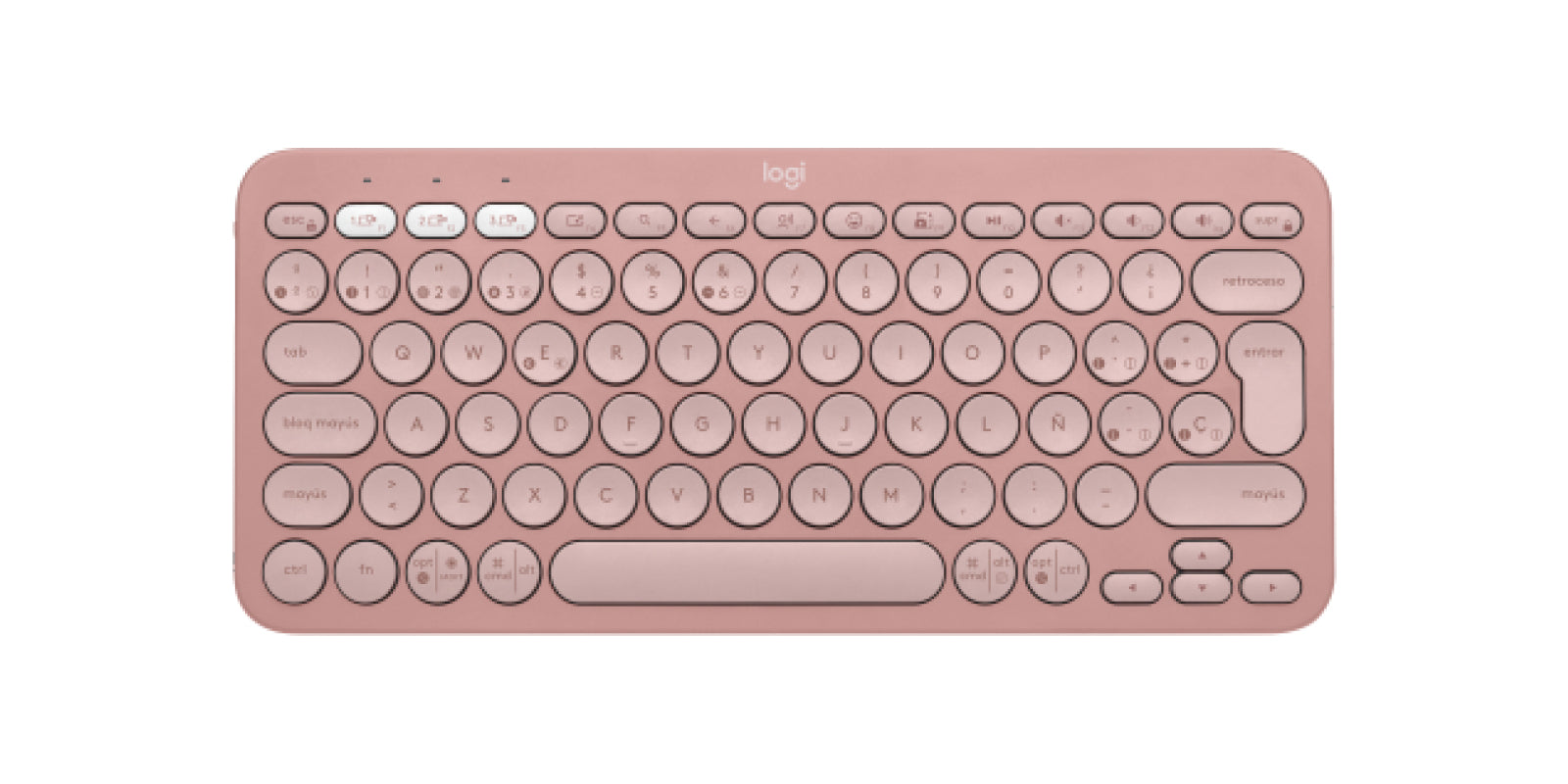 Teclado Logitech PEBBLE KEYS 2 K380S, Inalámbrico, Bluetooth, Rosa (Inglés)