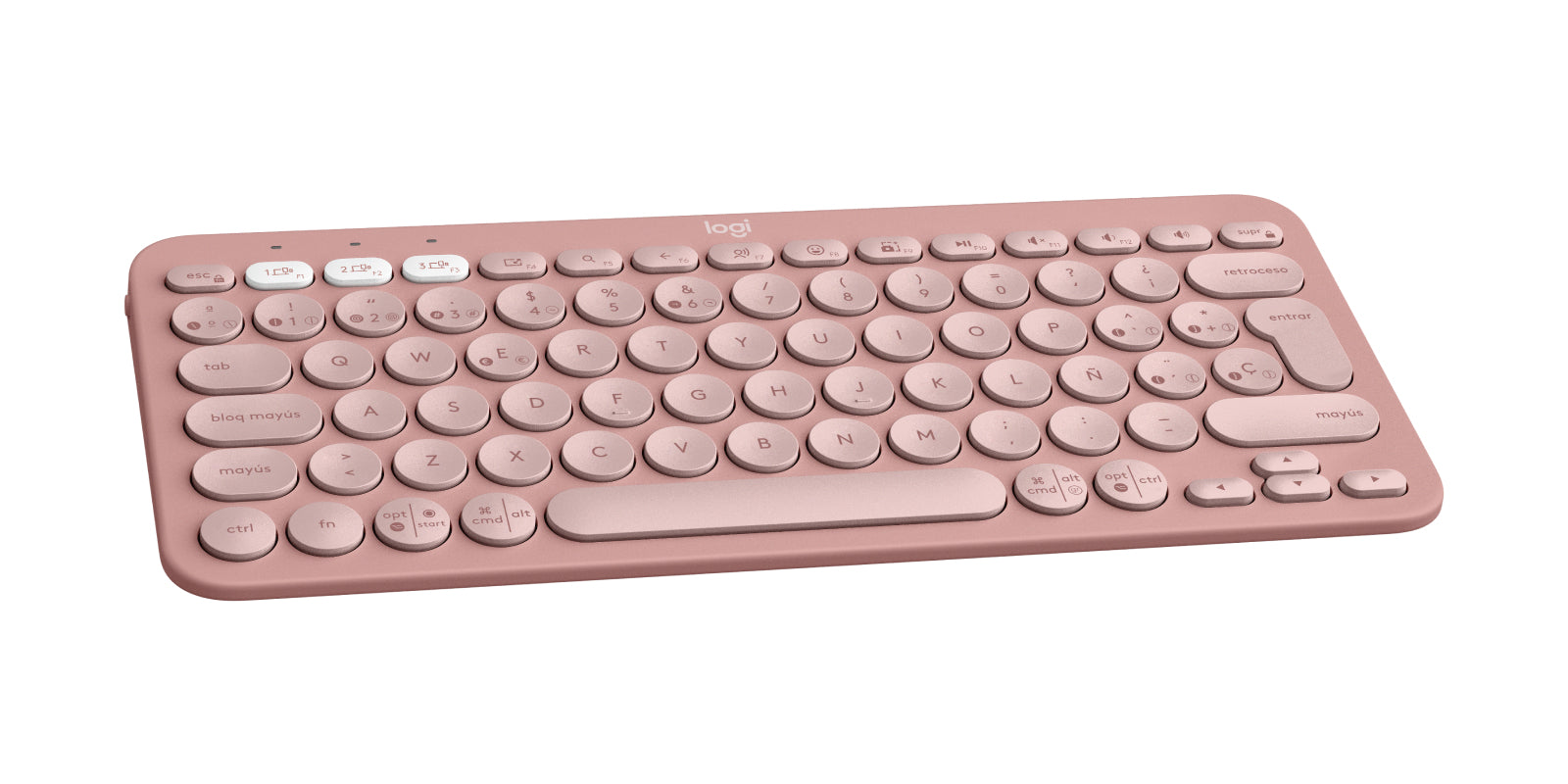 Teclado Logitech PEBBLE KEYS 2 K380S, Inalámbrico, Bluetooth, Rosa (Inglés)
