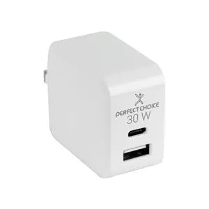 Perfect Choice Cargador de Pared, 30W, 1x USB-A/USB-C, Blanco