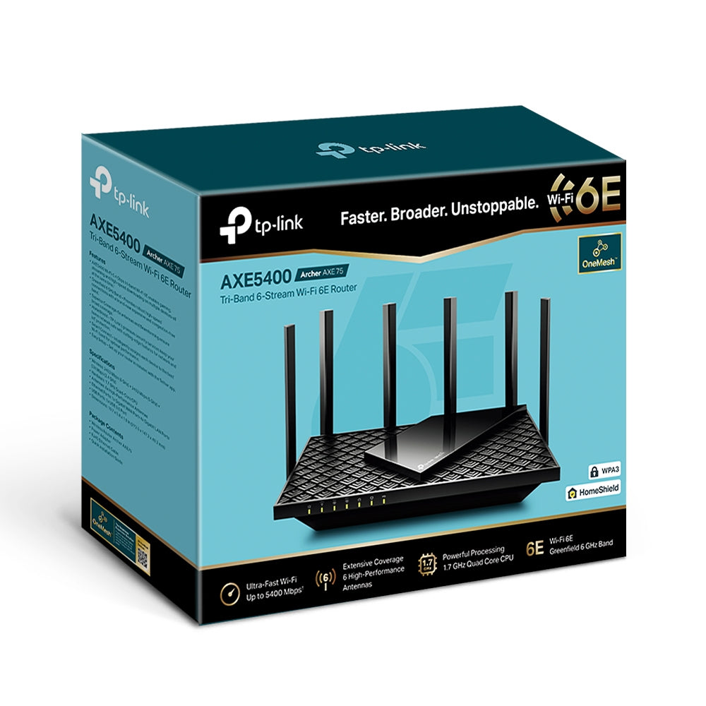 TP-Link Archer AXE75 Wi-Fi 6E IEEE 802.11ax Ethernet Router inalámbrico - Tribanda - 2.40GHz Banda