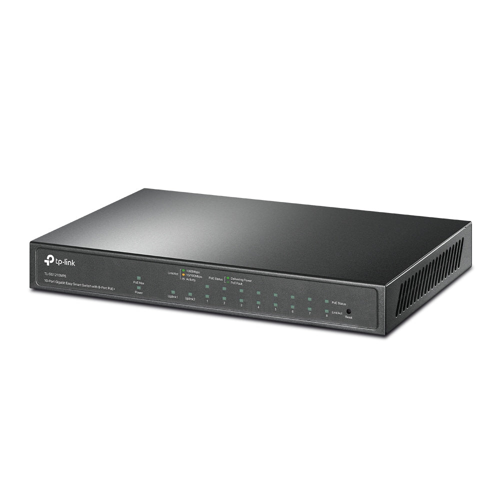 Switch TP-Link Gigabit Ethernet TL-SG1210MPE, 10 Puertos 10/100/1000Mbps (8x PoE+), 20 Gbit/s, 4000 Entradas - Administrable
