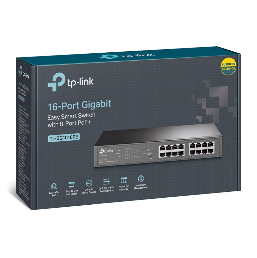 Switch TP-Link Gigabit Ethernet TL-SG1016PE, 16 Puertos 10/100/1000 Mbps, 32 Gbit/s, 8000 Entradas - Administrable