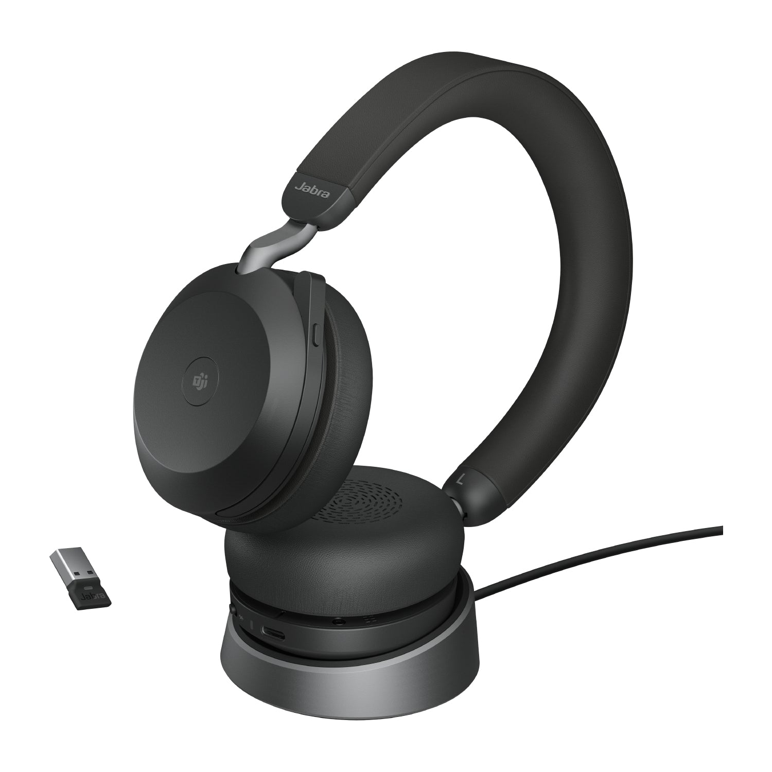 Jabra Audífonos con Micrófono Evolve2 75 MS, Bluetooth, Inalámbrico, USB-A, Negro - con Soporte de Carga