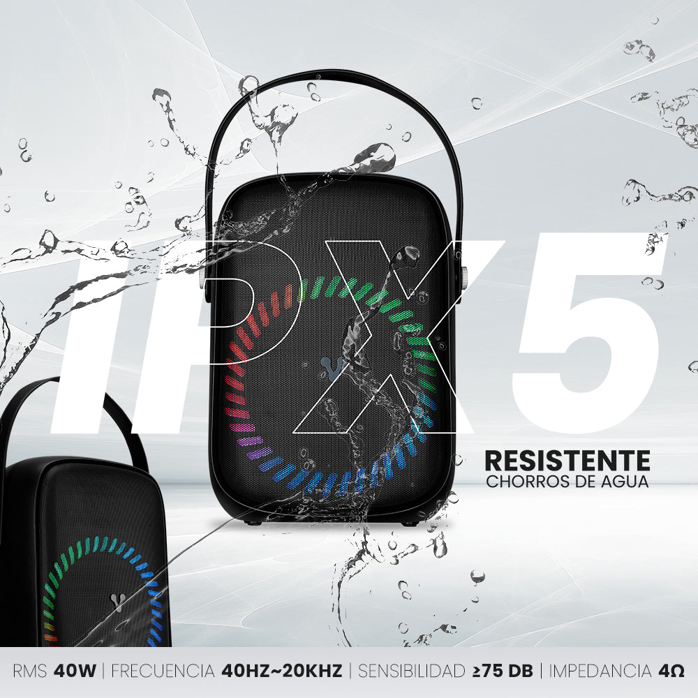 Vorago KSP-455 Pórtatil Bluetooth Sistema de Altavoces - 40W RMS - Negro - USB