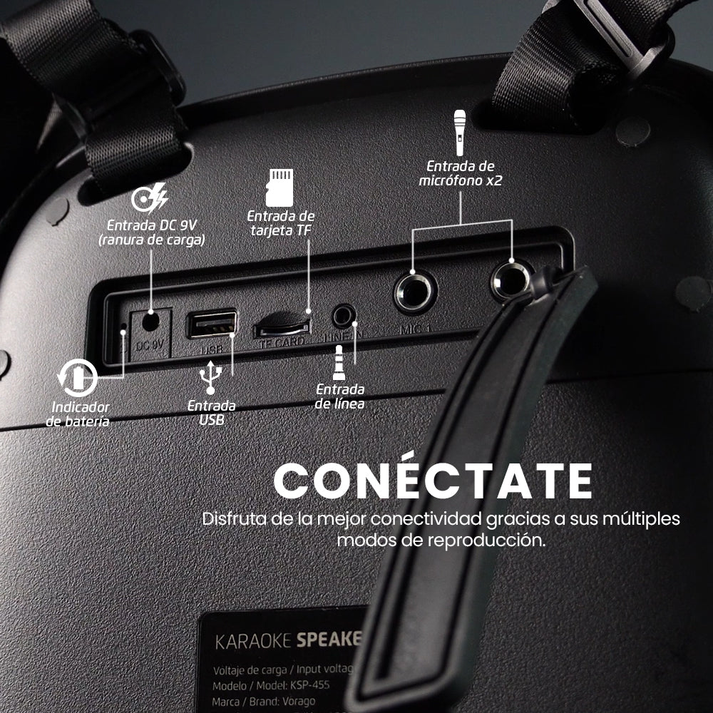 Vorago KSP-455 Pórtatil Bluetooth Sistema de Altavoces - 40W RMS - Negro - USB