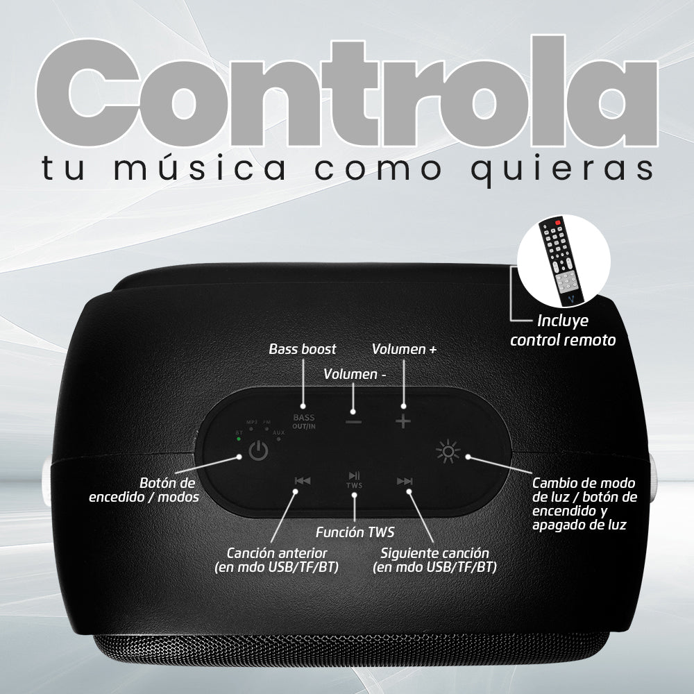 Vorago KSP-455 Pórtatil Bluetooth Sistema de Altavoces - 40W RMS - Negro - USB