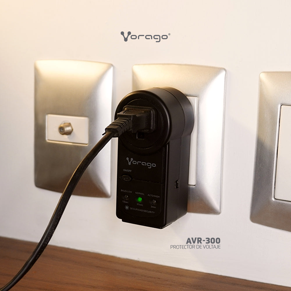 PROTECTOR DE VOLTAJE VORAGO AVR -300 RJ45/RJ11 PORTATIL 900 JOULES