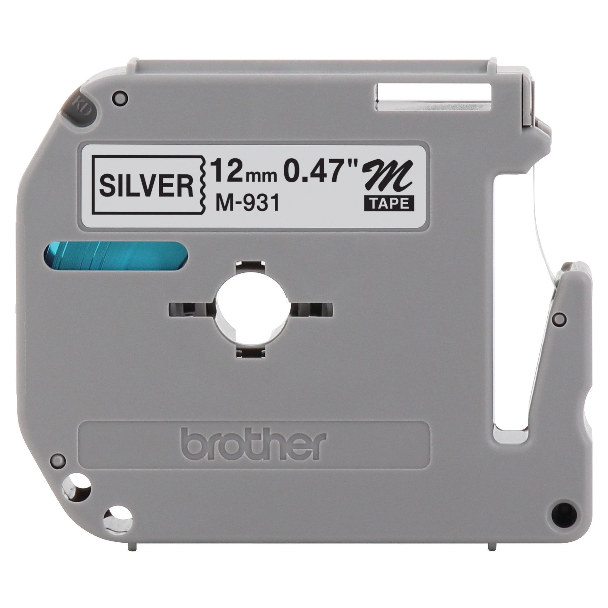 Cinta Brother M931 Negro sobre Plata, 12mm x 8m