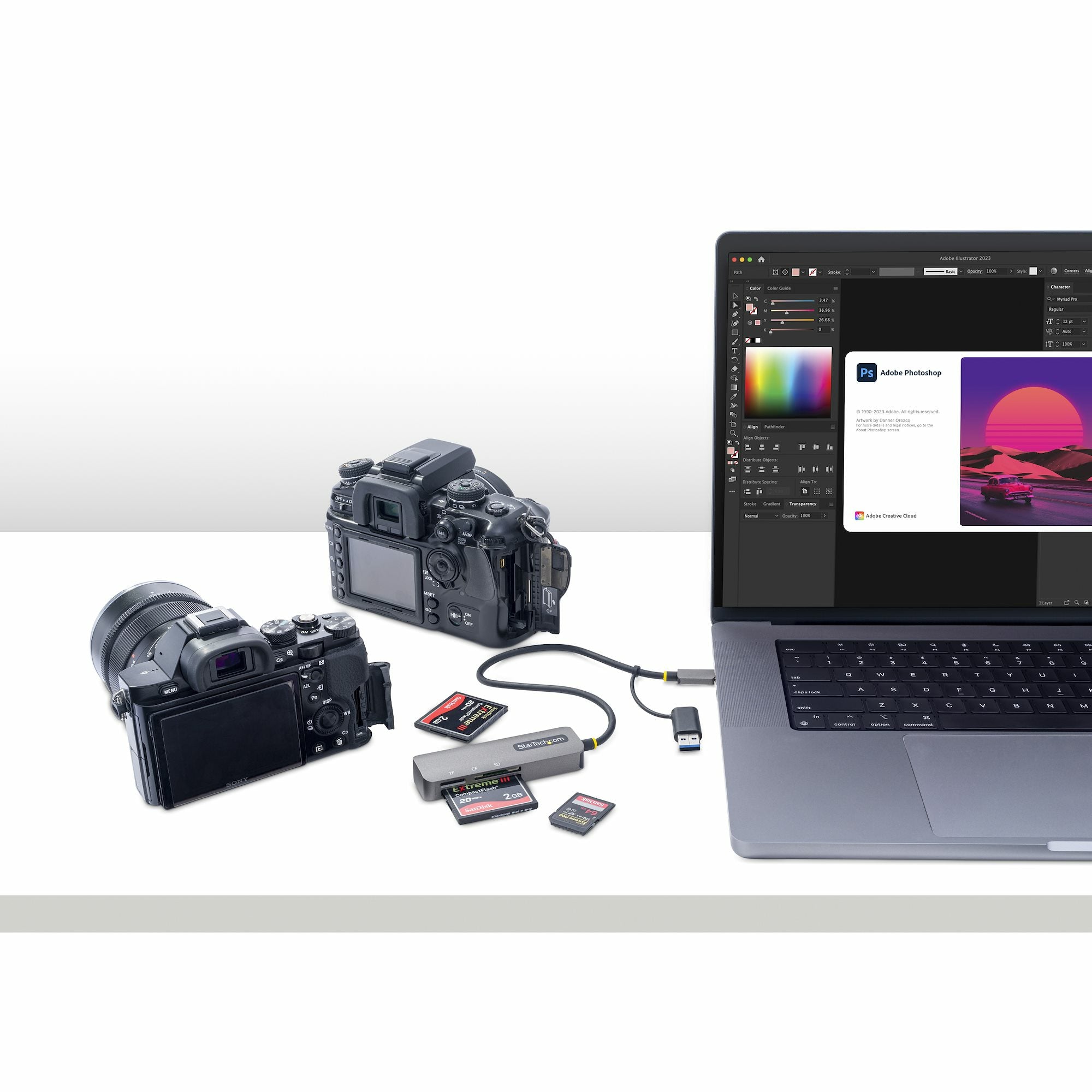 StarTech.com Lector de Memoria FCREADMICRO3V2, SD, MicroSD, CompactFlash, Gris