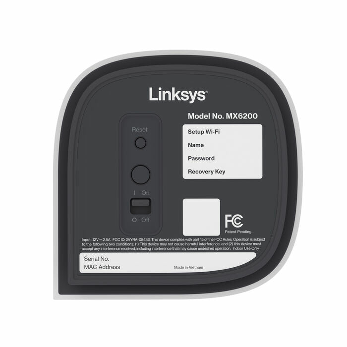 Router Linksys Ethernet de Banda Triple MX6202 con WiFi en Malla, Inalámbrico, 1x RJ-45, 2.4/5GHz - 2 Piezas