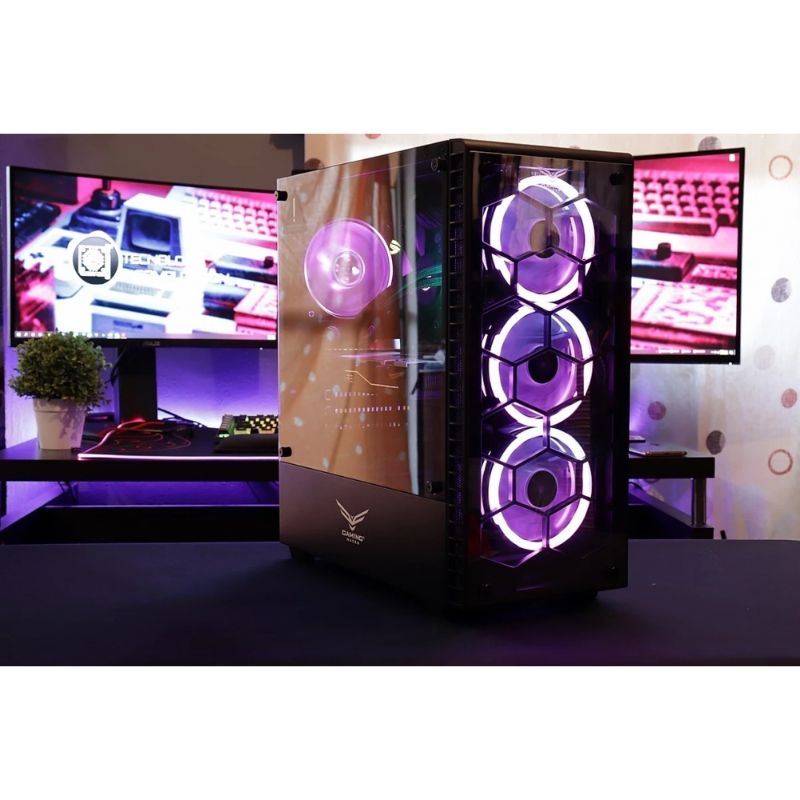 Gabinete Naceb Hydra, Midi-Tower, ATX/Micro-ATX/Mini-ITX, USB 2.0/3.0, sin Fuente, 3 Ventiladores Instalados, Negro