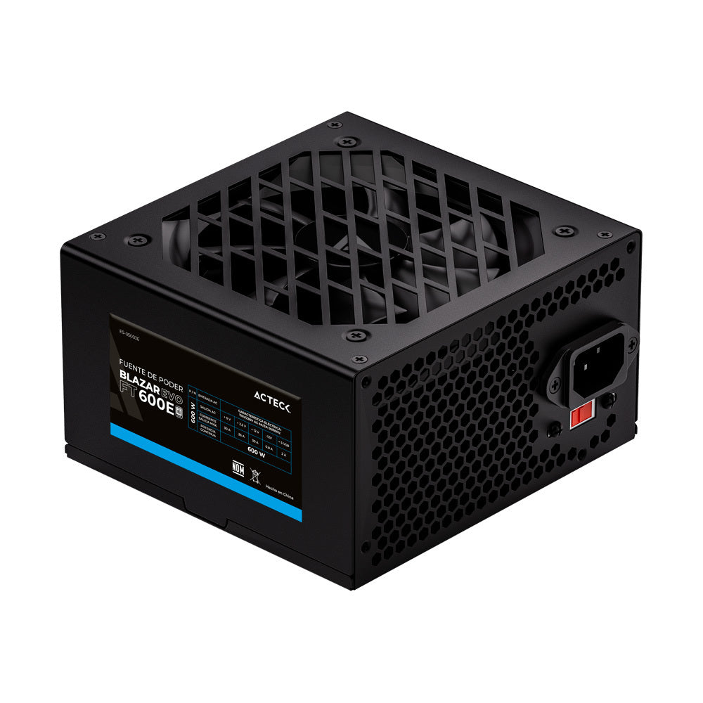 Fuente de Poder Acteck ATX Blazar Evo FT600E / 600W / 1xATX 20+4 + 1xATX12V 4+4 + 2xSATA + 2xMolex