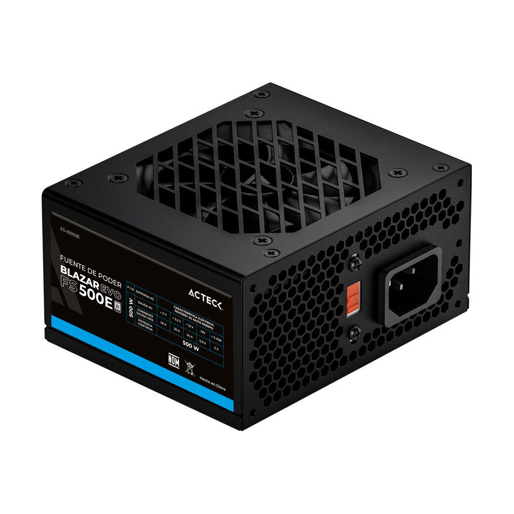 Fuente de Poder Acteck Blazar Evo FS500E SFX 500W / 1x20+4 pin + 1xAtx 4 + 2xSata + 2xMolex 4 pin /
