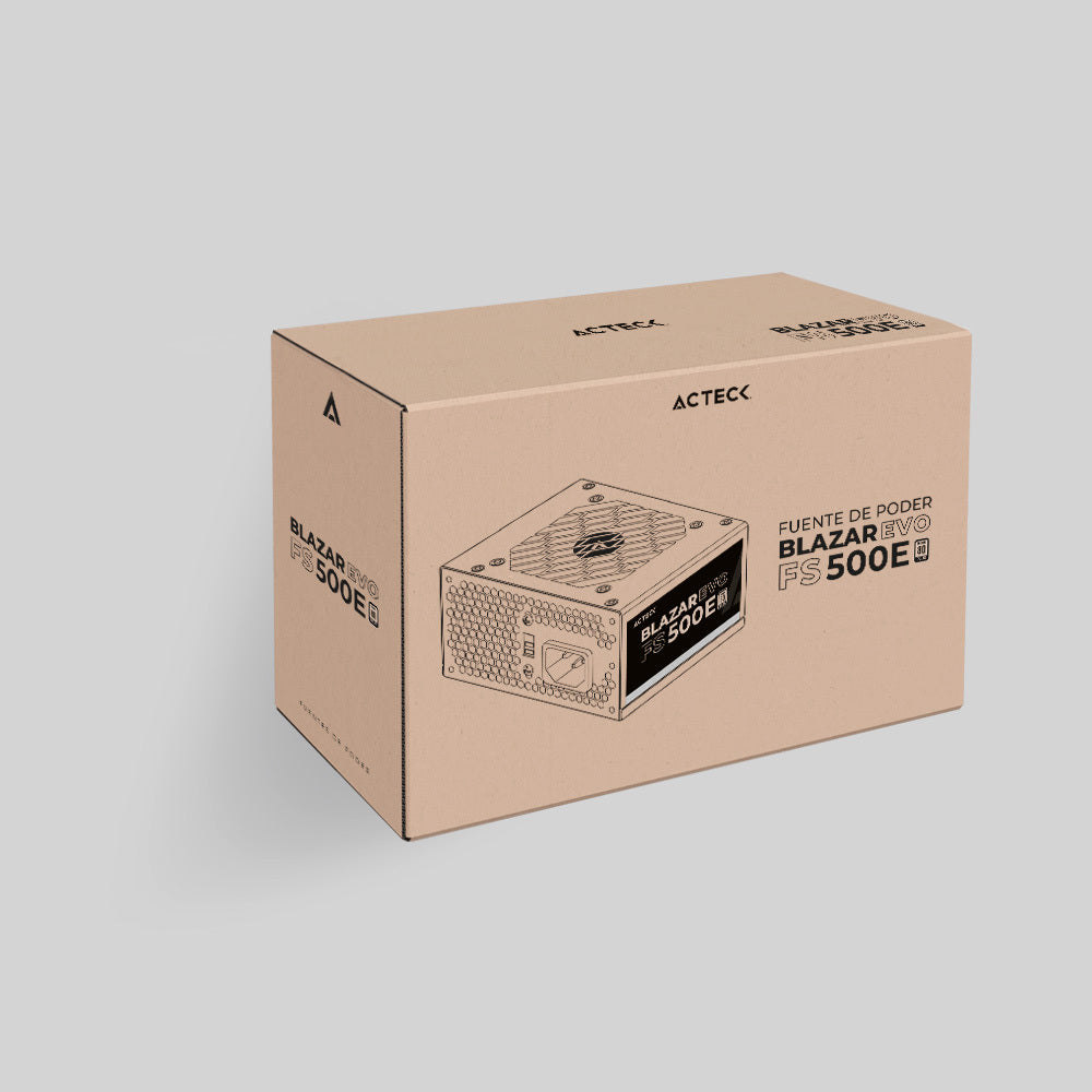 Fuente de Poder Acteck Blazar Evo FS500E SFX 500W / 1x20+4 pin + 1xAtx 4 + 2xSata + 2xMolex 4 pin /