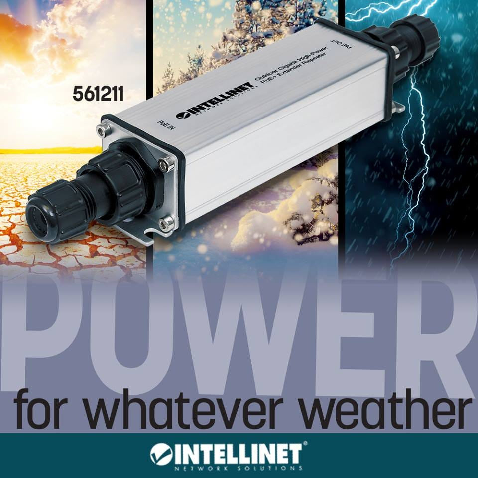 Extensor/Repetidor de un Puerto Gigabit PoE+ de alta potencia para exteriores - Intellinet