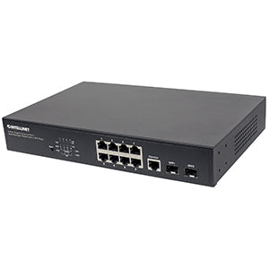 Switch Intellinet Gigabit Ethernet 561167, 8 Puertos PoE+ 10/100/1000Mbps + 2 Puertos SFP, 20 Gbit/s, 8192 Entradas - Administrable