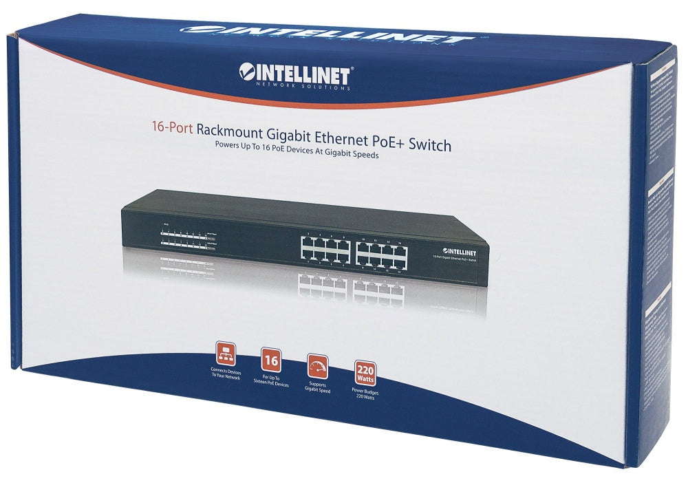 Switch PoE+ de 16 puertos Gigabit Ethernet - Intellinet