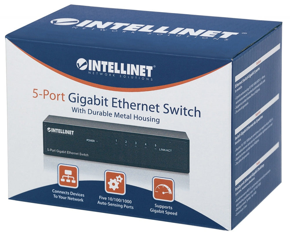 Switch de Escritorio Gigabit Ethernet de 5 puertos - Intellinet