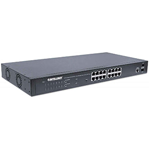 Switch Intellinet Gigabit Ethernet 561341, 16 Puertos PoE+ 10/100/1000Mbps + 2 Puertos SFP, 36 Gbit/s, 8000 Entradas - Administrable
