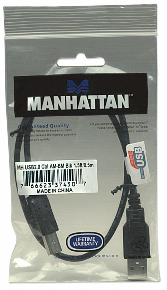 CABLE USB V2.0 A B  0.5M NEGRO