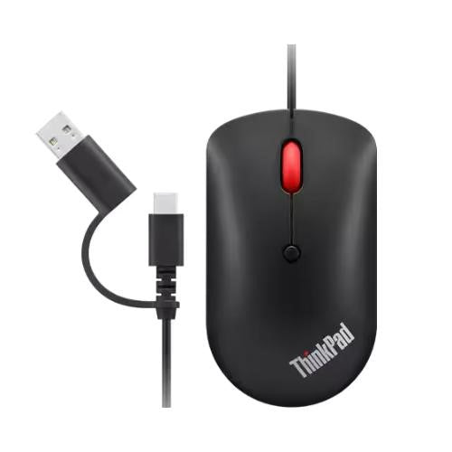 Mouse Lenovo Thinkpad Essential, Alámbrico, Óptico, 2.400DPI, USB-C, Negro