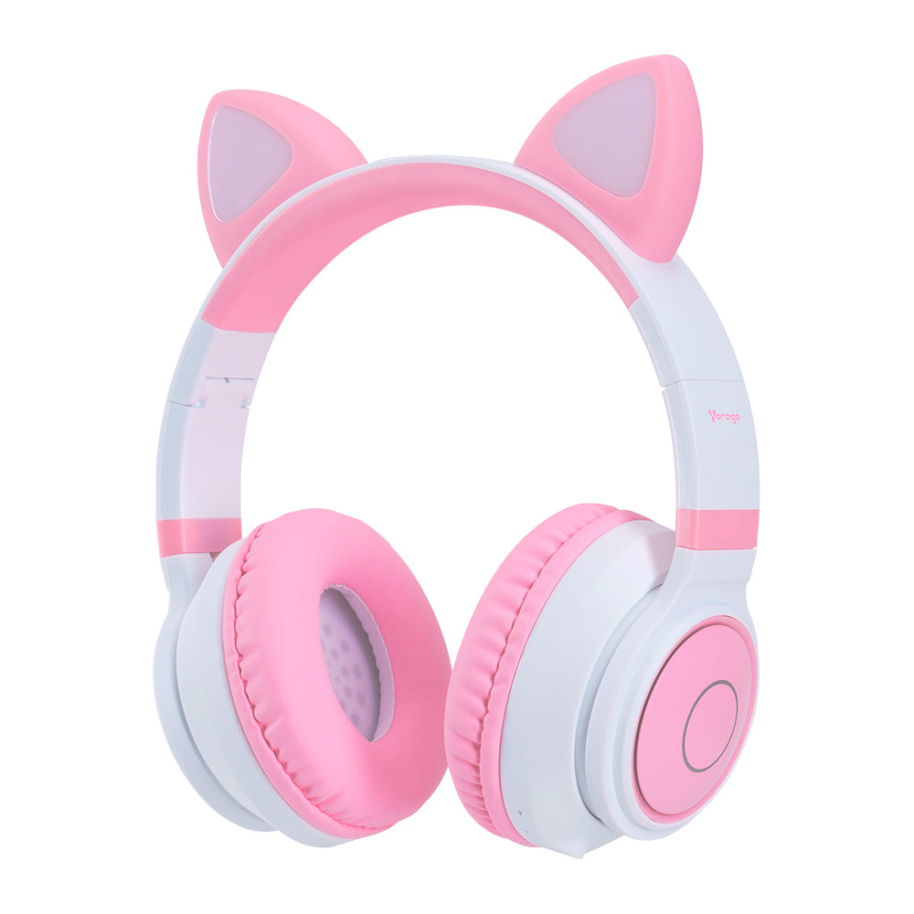 Vorago Audífonos con Micrófono RGB HPB-300-K, Bluetooth/3.5m, Inalámbrico, Rosa/Blanco