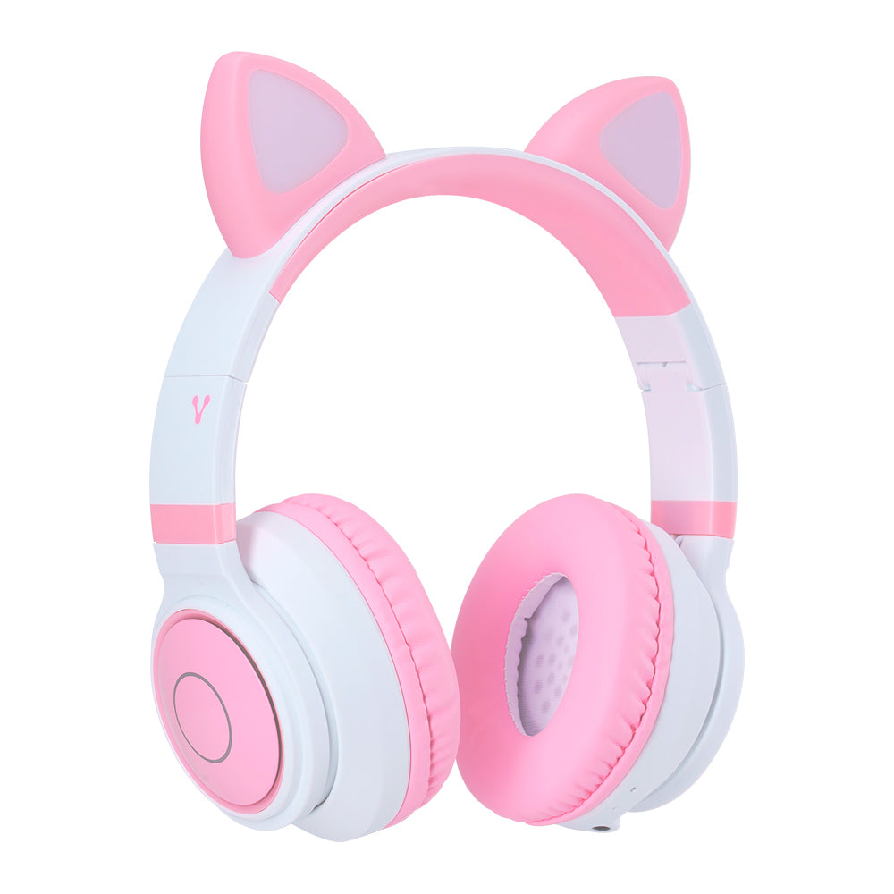 Vorago Audífonos con Micrófono RGB HPB-300-K, Bluetooth/3.5m, Inalámbrico, Rosa/Blanco