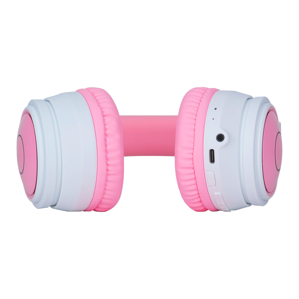 Vorago Audífonos con Micrófono RGB HPB-300-K, Bluetooth/3.5m, Inalámbrico, Rosa/Blanco