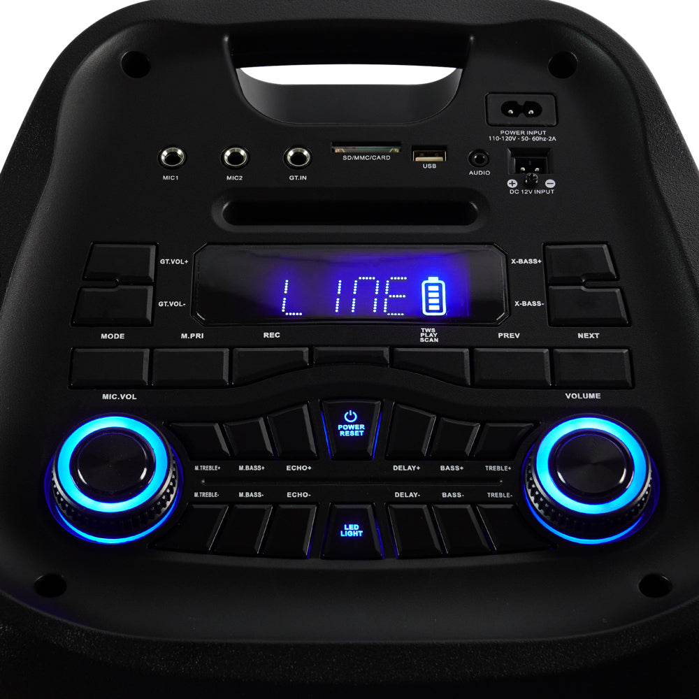 Vorago Bafle KSP-600, Bluetooth, Inalámbrico, 80W RMS, USB, Negro ? incluye Micrófono y Control Remoto