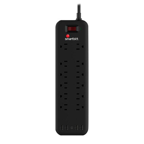 Smartbitt Supresor de Picos SBSS-B12-5U, 12 Salidas, 5 Puertos USB, 3.600 Joules