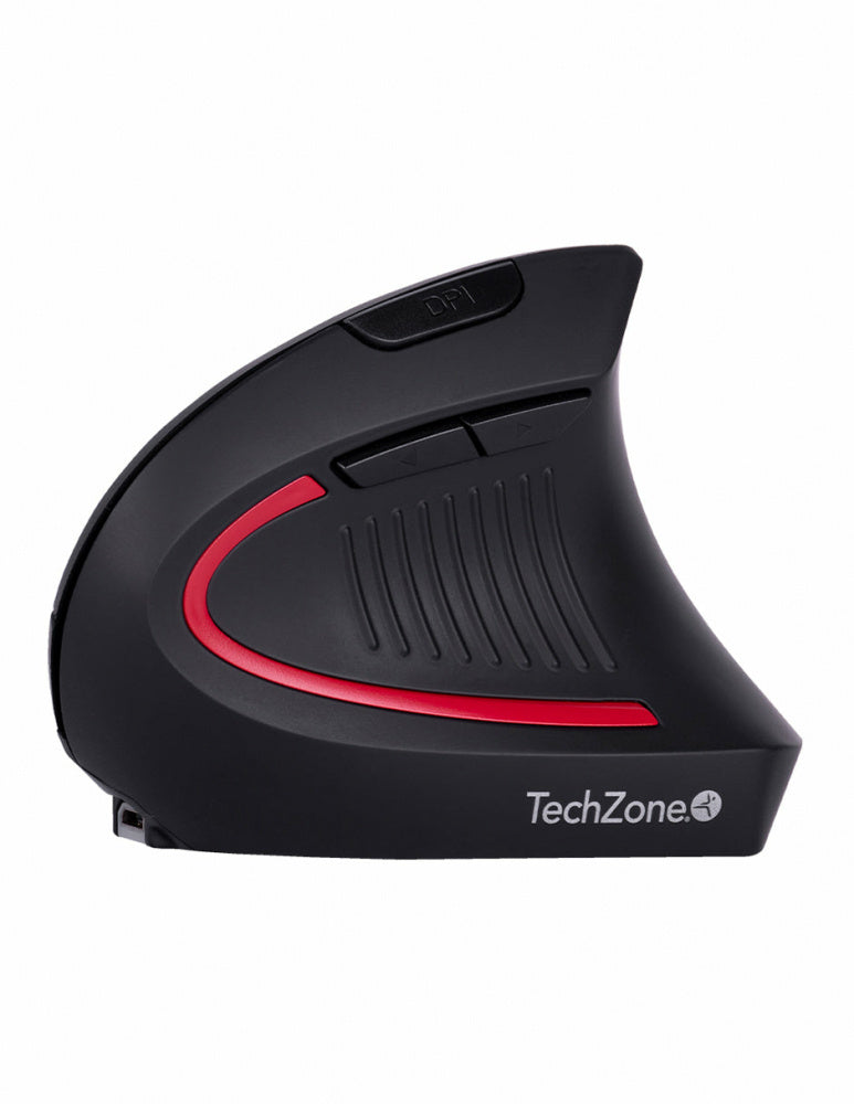 Mouse Ergonómico Techzone Vertical TZMOUINA-06, Inalámbrico, USB, Negro