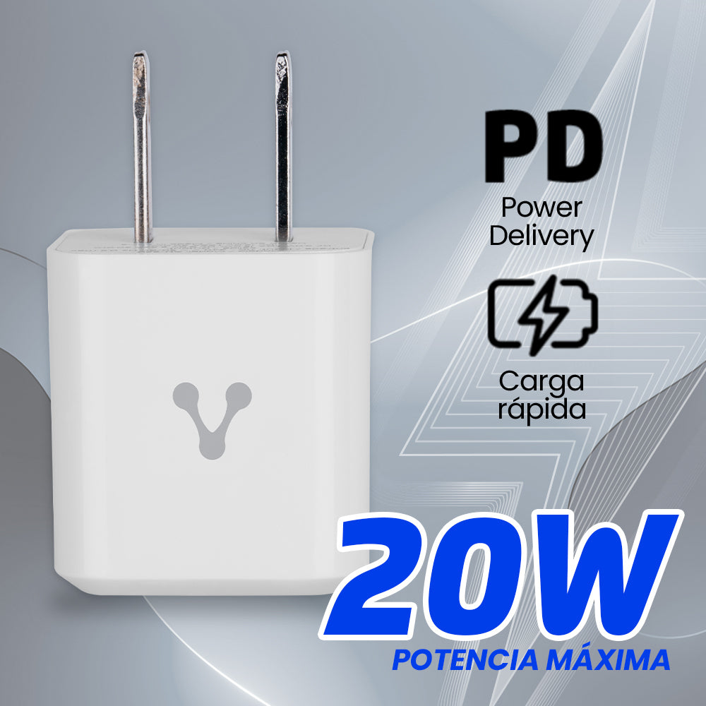 Vorago Fast Charge AU-250-V2 20W Adaptador CA - 1 USB - Para Portátil - 120 V AC, 230 V AC Entrada
