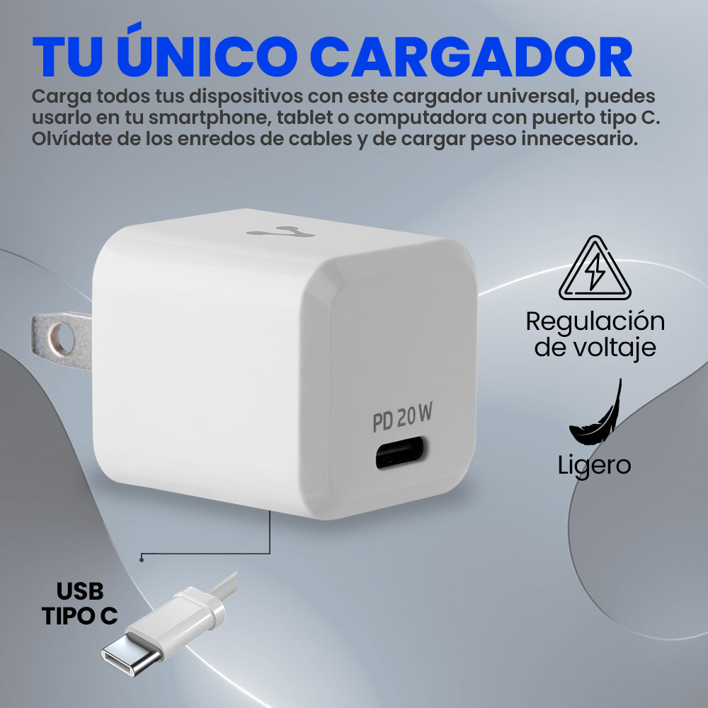 Vorago Fast Charge AU-250-V2 20W Adaptador CA - 1 USB - Para Portátil - 120 V AC, 230 V AC Entrada