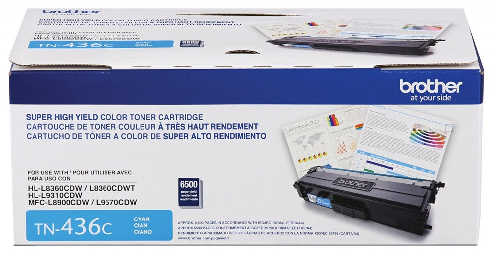 Cartucho de tóner Brother TN436C Estándar Rendimiento Láser - Azul ciánico - Original - 1 Solamente
