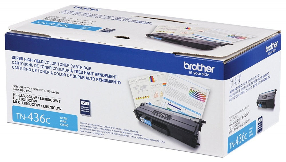 Cartucho de tóner Brother TN436C Estándar Rendimiento Láser - Azul ciánico - Original - 1 Solamente
