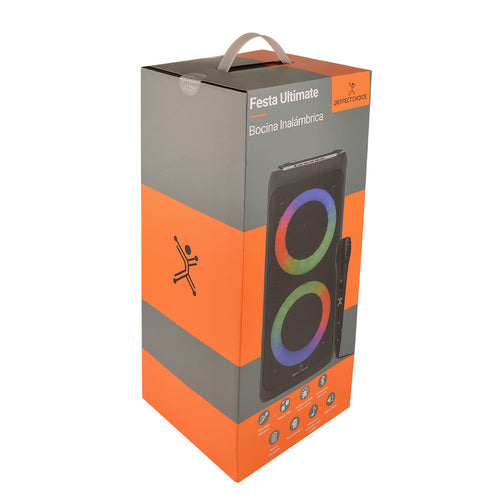 Perfect Choice Bocina PC-113232, Bluetooth, Alámbrico/Inalámbrico, 20W RMS, 400 W PMPO, USB-C, Negro - Incluye Micrófono